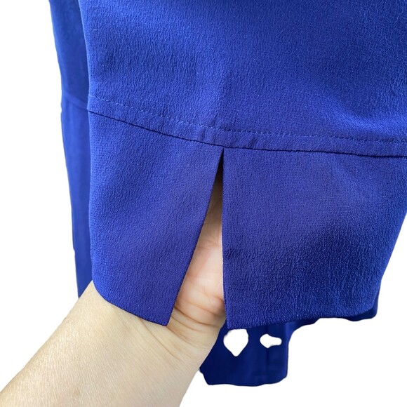 EILEEN FISHER Blue 100% Silk Button Down 3/4 Sleeve Top Size XSmall - Picture 4 of 7